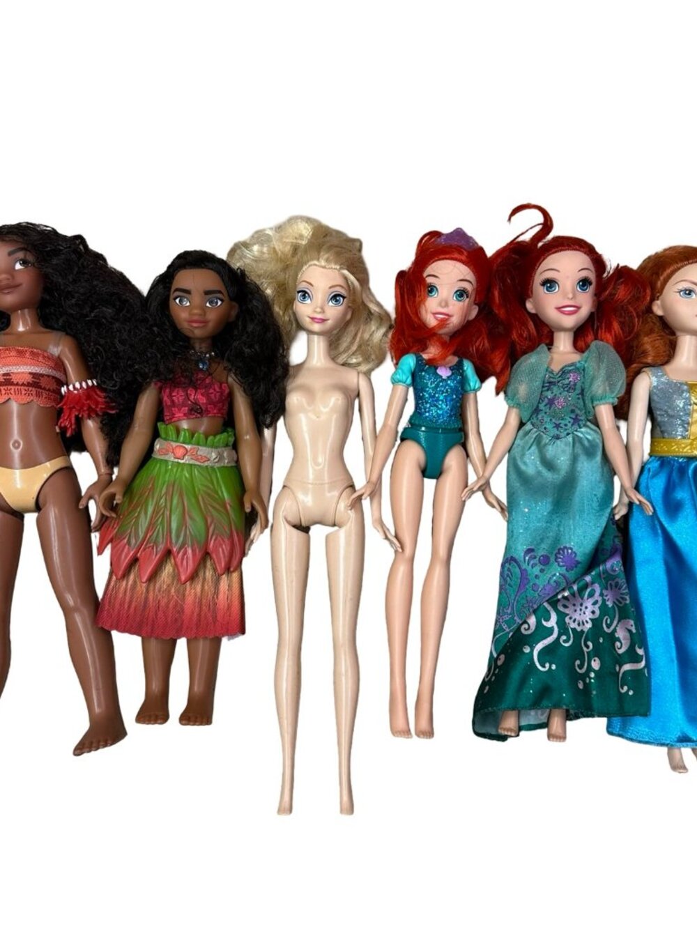 Disney Princess Doll Lot 6 Moana Ariel Merida Mixed Sizes Used